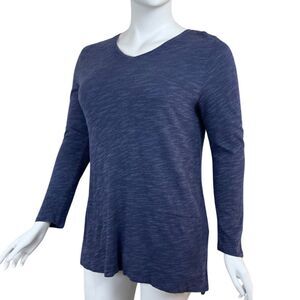 J. Jill Women Size L Blue Cotton Long Sleeve Tunic Top Casual Loungewear Cozy